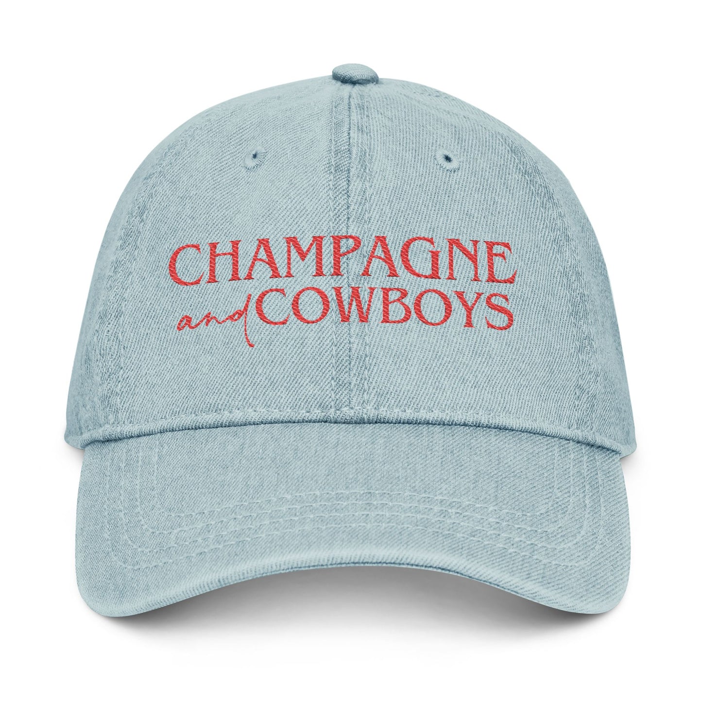 Champagne & Cowboys Embroidered Denim Hat