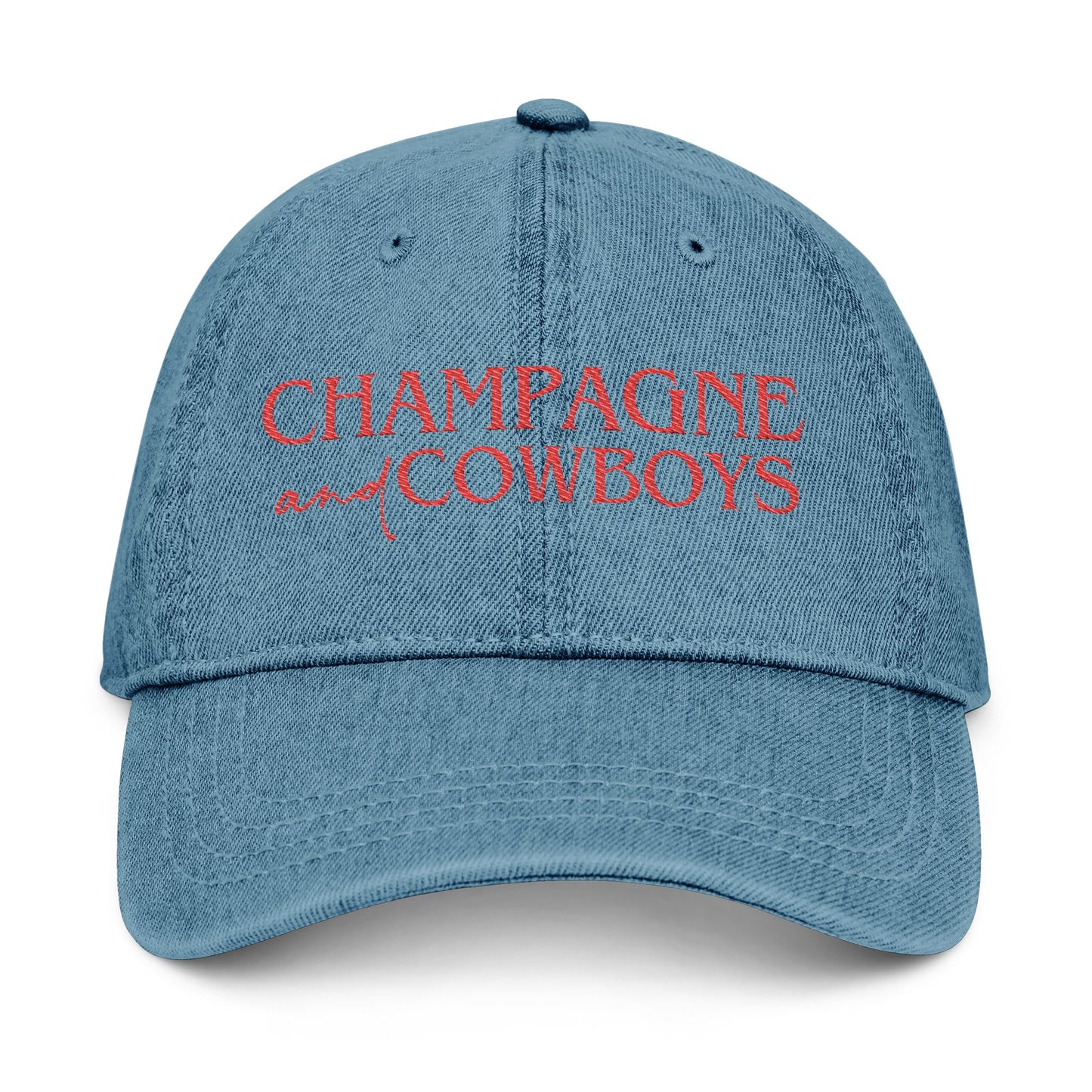 Champagne & Cowboys Embroidered Denim Hat