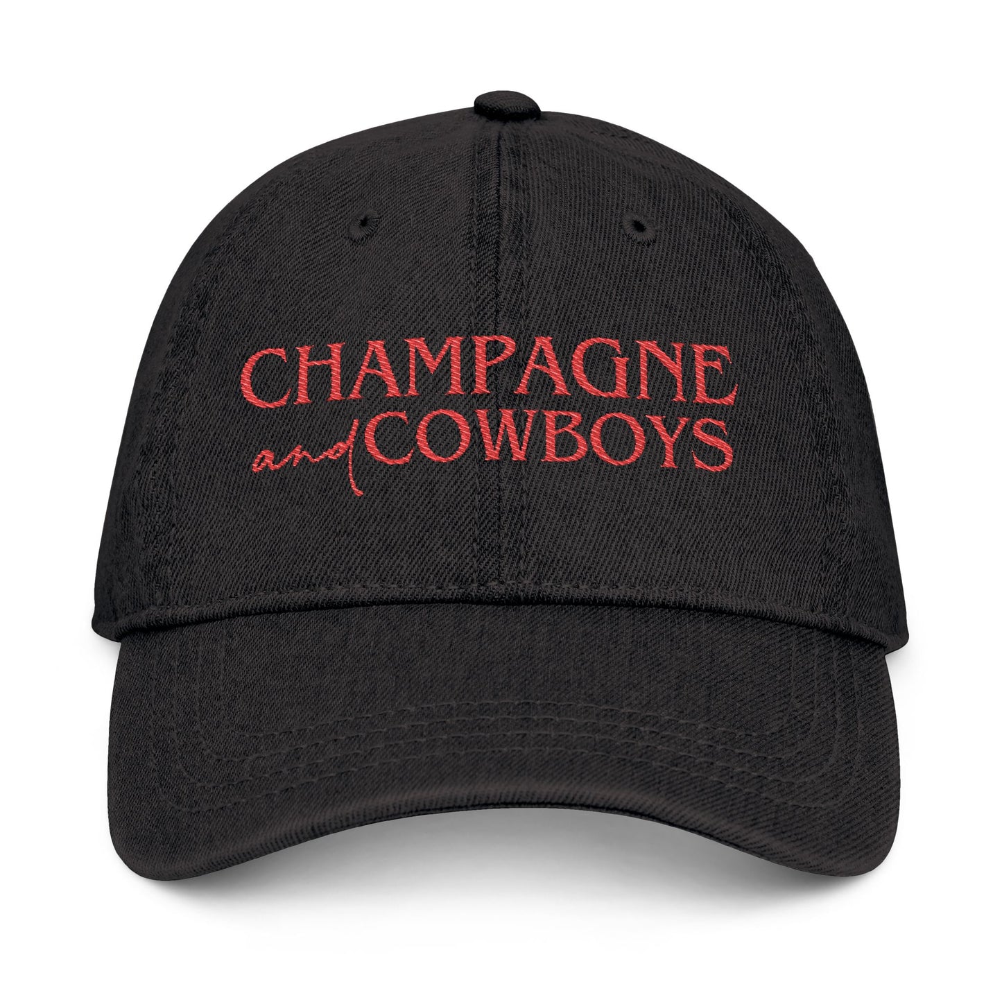 Champagne & Cowboys Embroidered Denim Hat